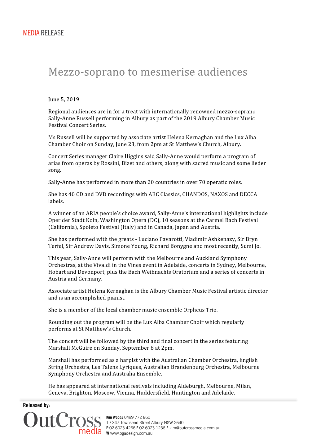 Mezzo-Soprano to Mesmerise Audiences