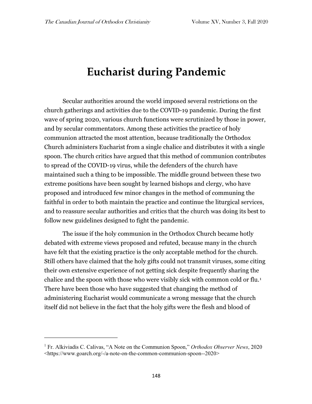 Eucharist During Pandemic