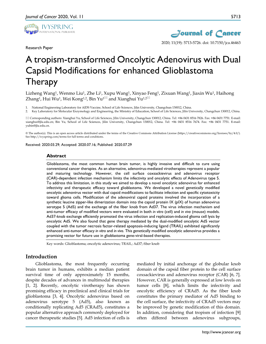 A Tropism-Transformed Oncolytic Adenovirus with Dual Capsid