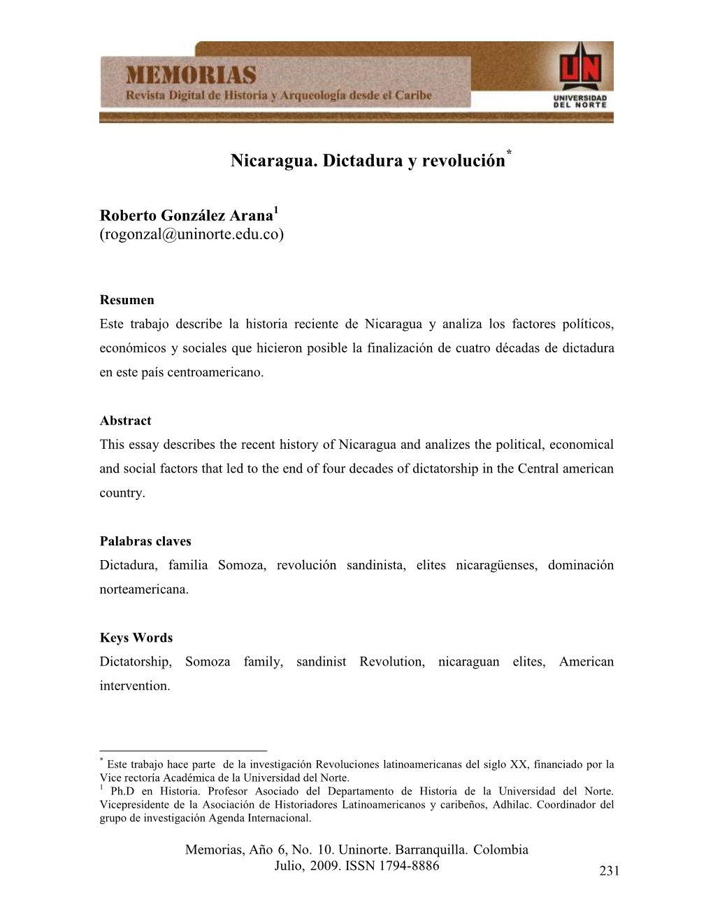 Nicaragua. Dictadura Y Revolución