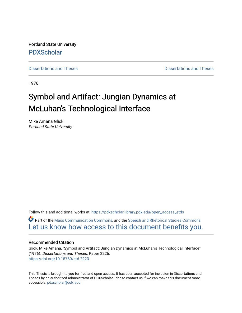 Symbol and Artifact: Jungian Dynamics at Mcluhan's Technological Interface