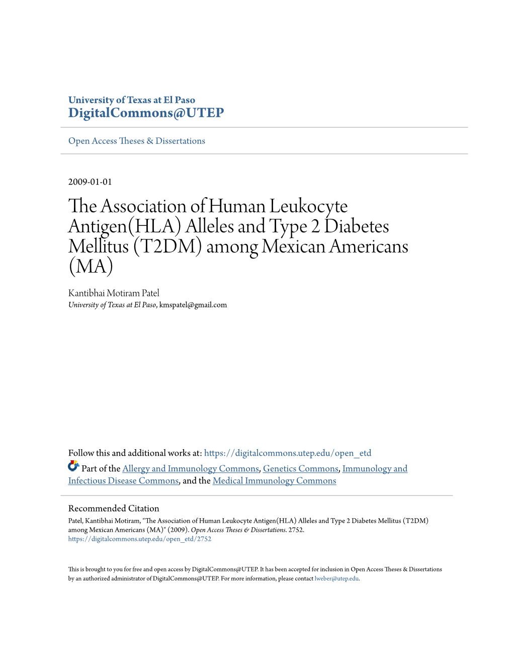 The Association of Human Leukocyte Antigen(HLA)
