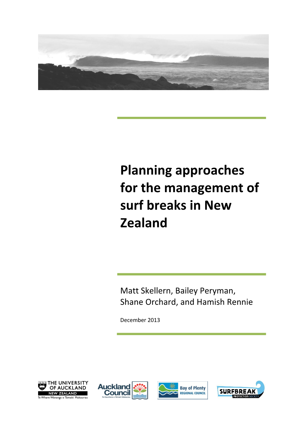 Planning Approaches for the Management of Surf Breaks in New Zealand