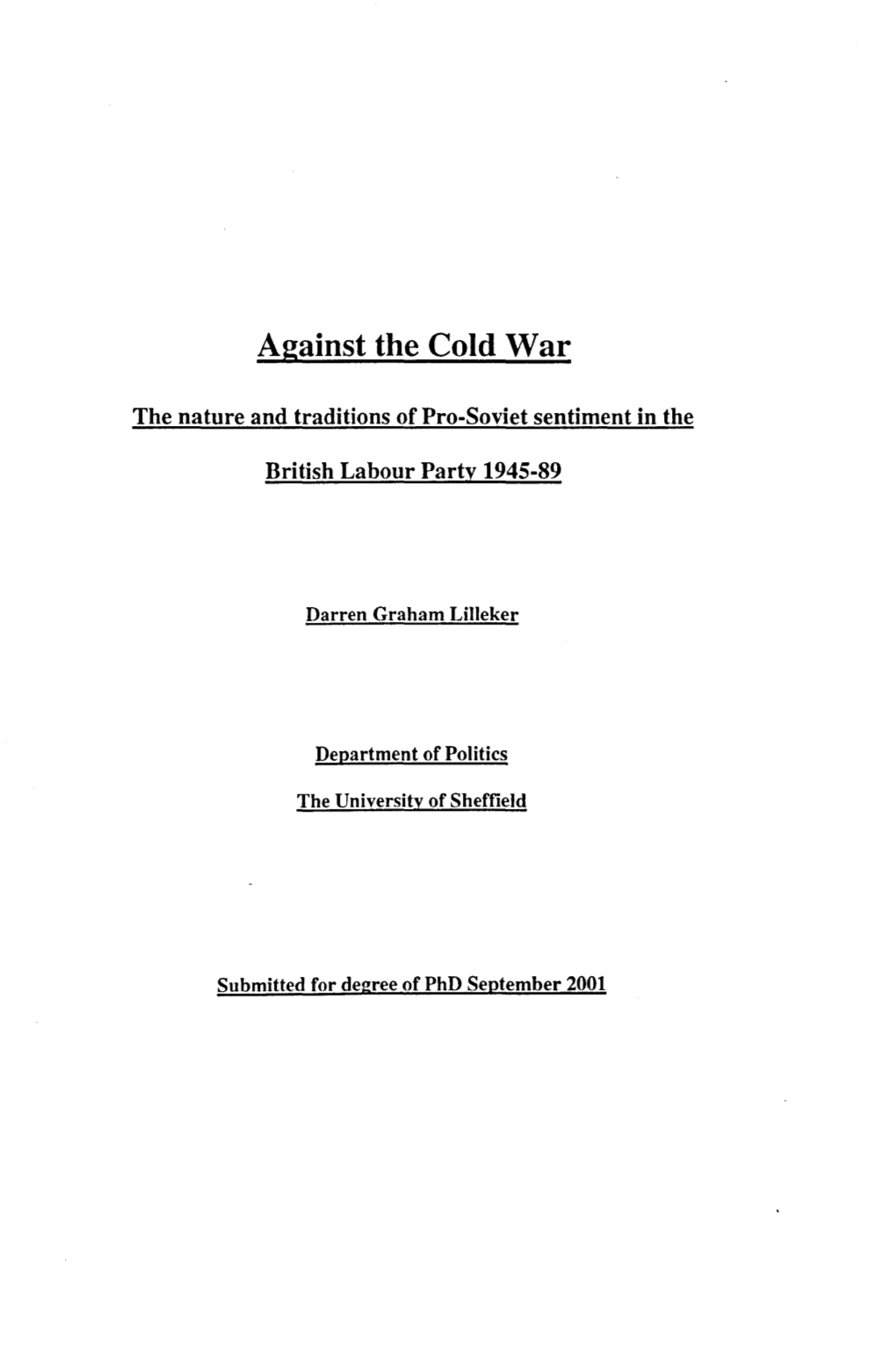 Against the Cold War