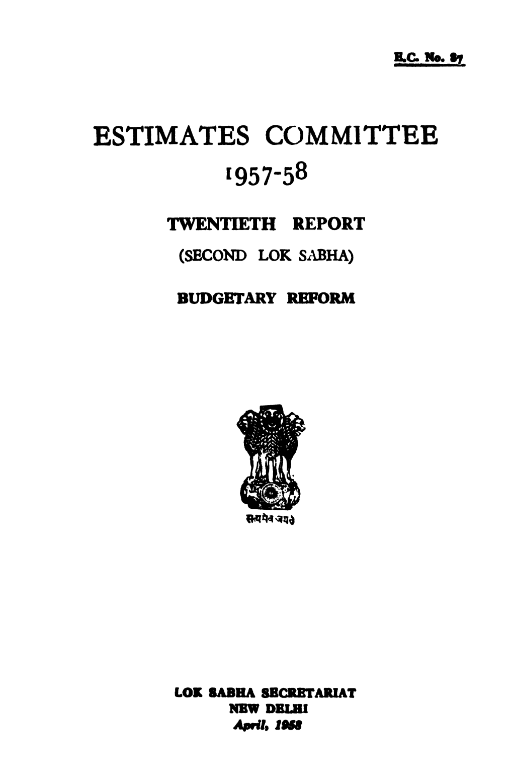Estimates Committee Twentieth Report