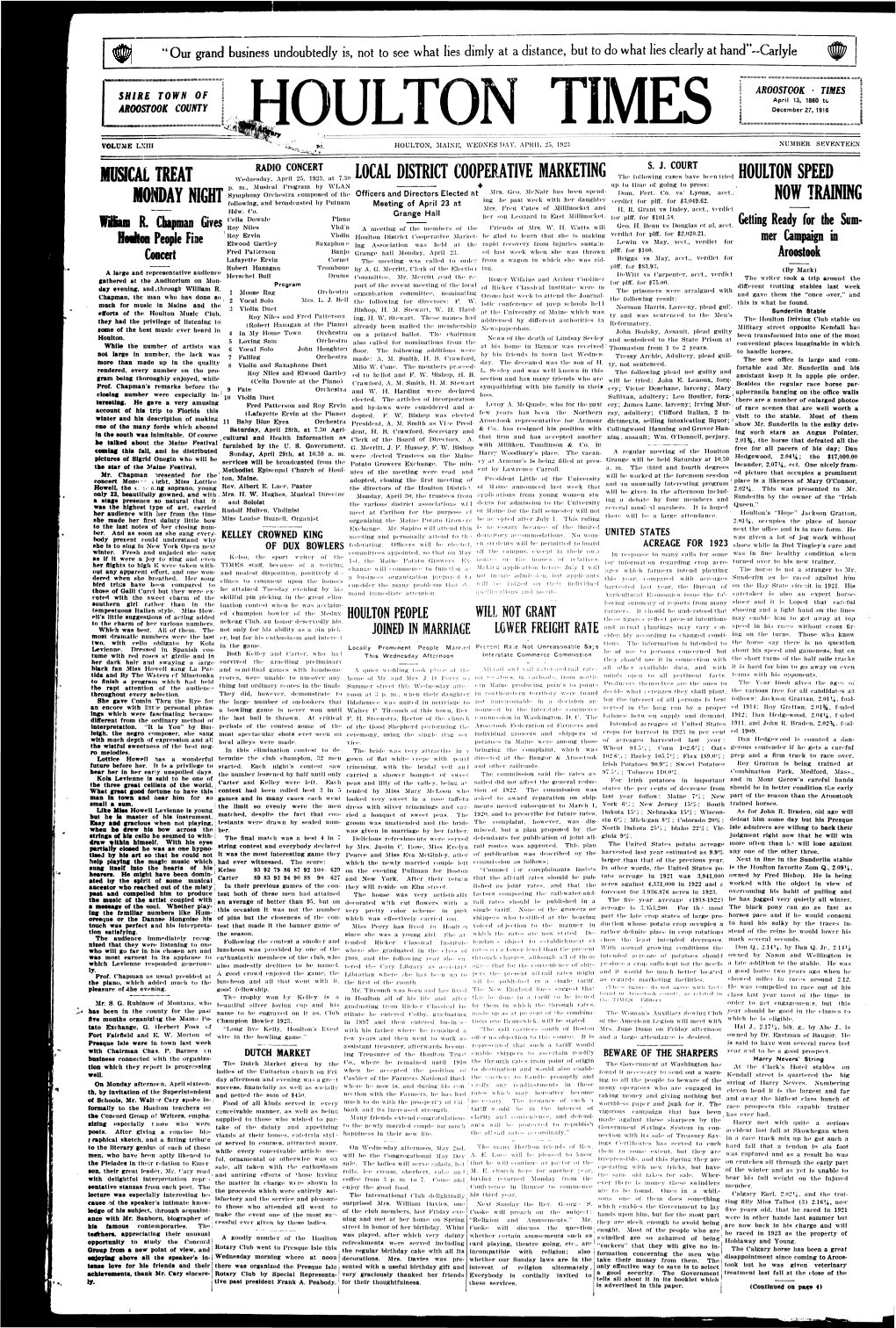 Houlton Times, April 25, 1923