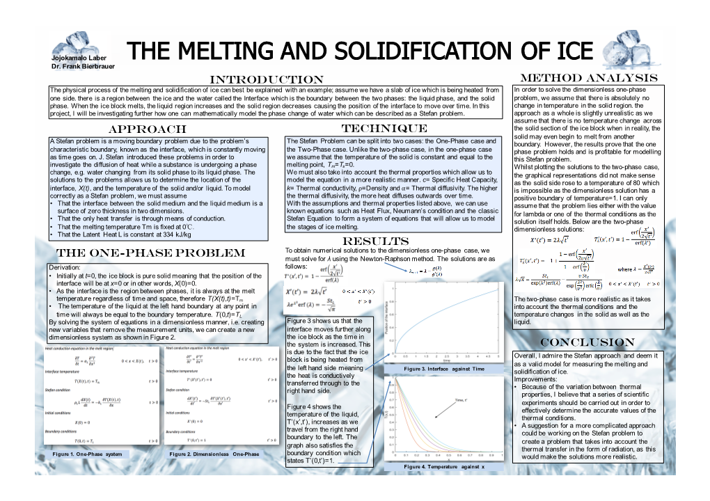 MELTING and SOLIDIFICATION of ICE Dr
