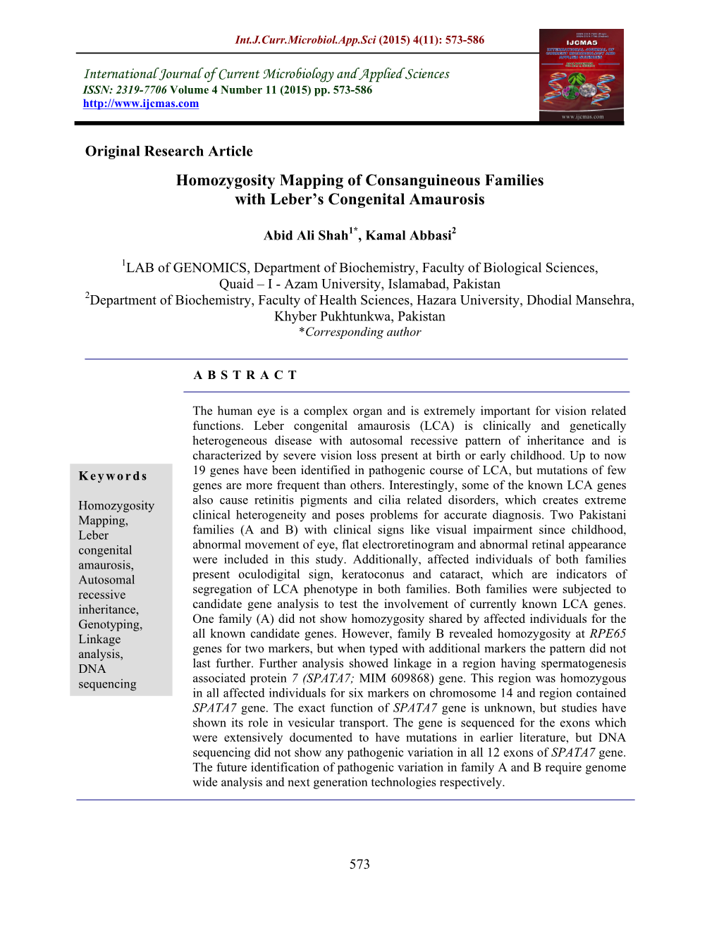 Homozygosity Mapping of Consanguineous Families with Leber S Congenital Amaurosis