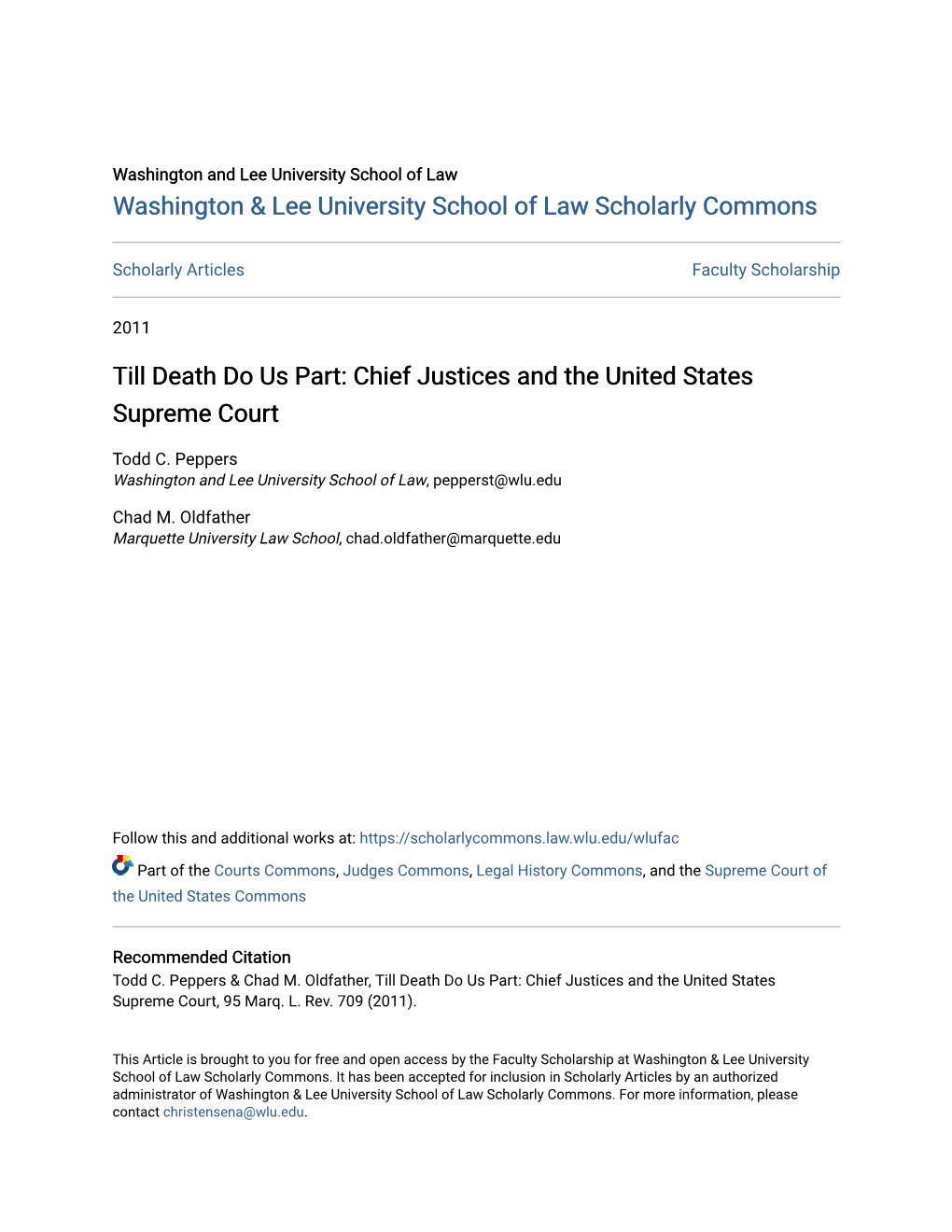 Chief Justices and the United States Supreme Court