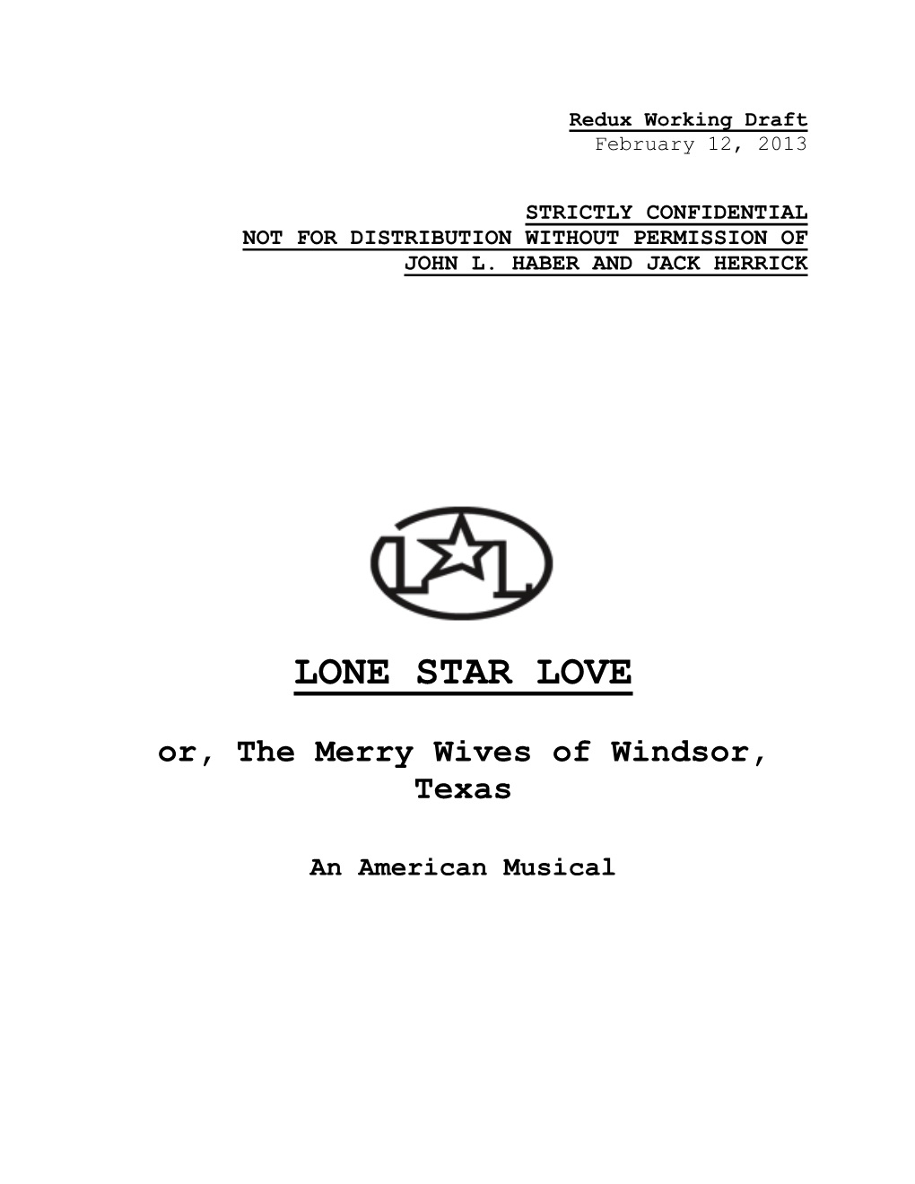Lone Star Love Or the Merry Wives of Windsor, Texas
