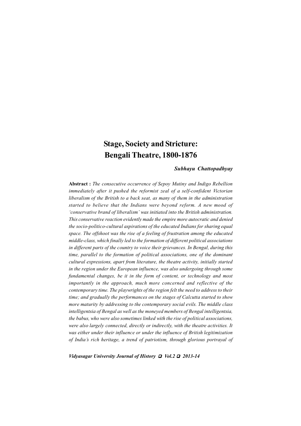 Bengali Theatre, 1800-1876