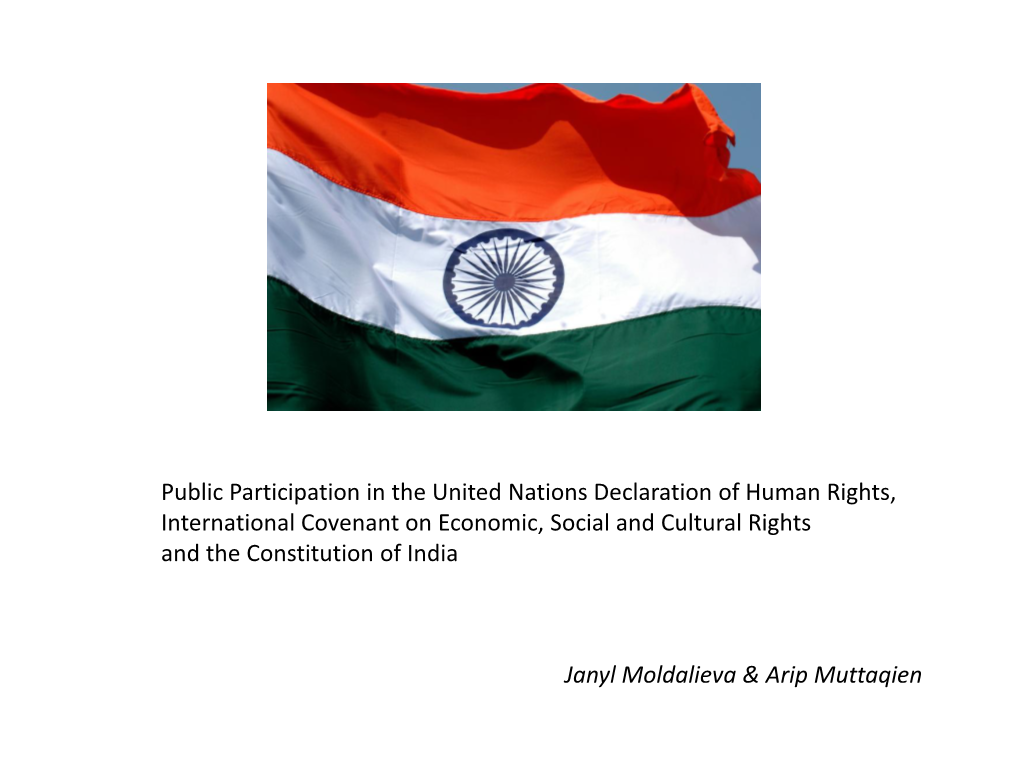 Public Participation in the United Nations Declaration of Human Rights, International Covenant on Economic, Social and Cultural Rights and the Constitution of India