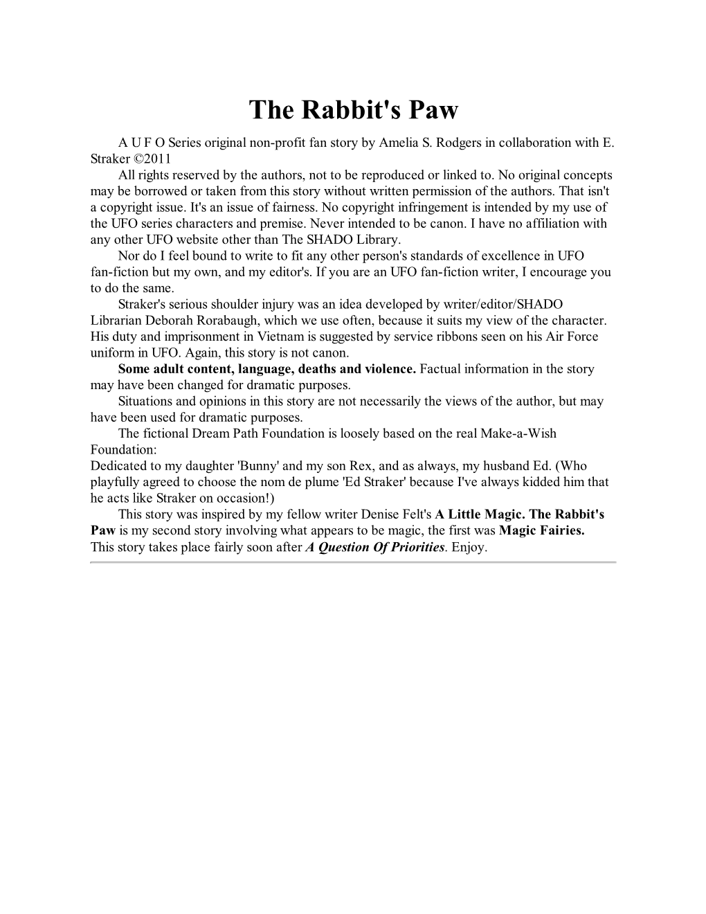 The Rabbit's Paw by Amelia Rodgers