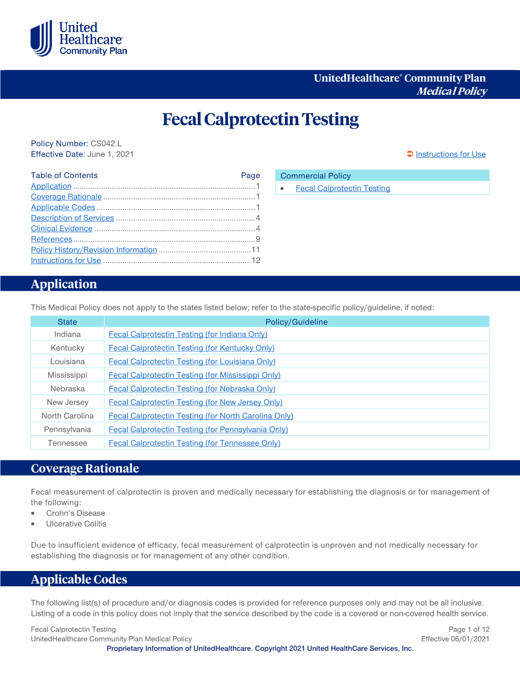 Fecal Calprotectin Testing – Community Plan Medical Policy