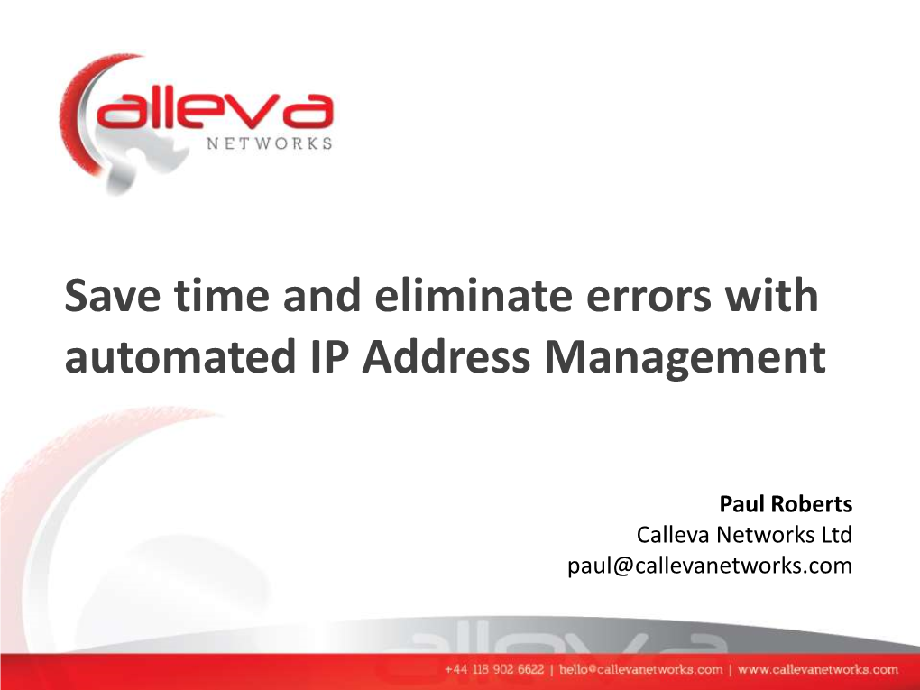 Save Time and Eliminate Errors with Automated IP Address Management