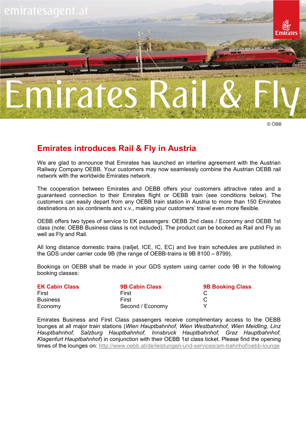 Emirates Introduces Rail & Fly in Austria