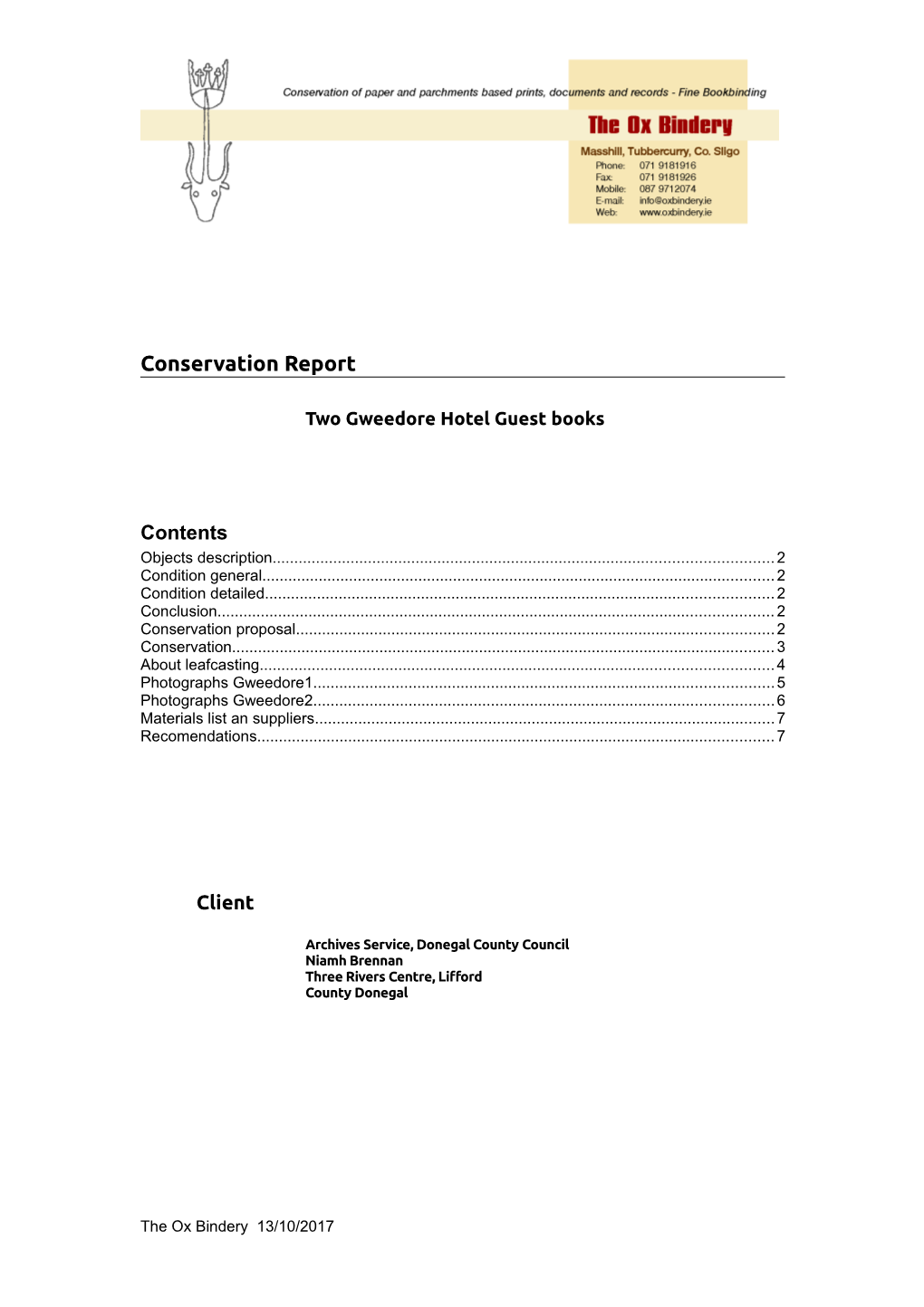 Gweedore Hotel Conservation Report