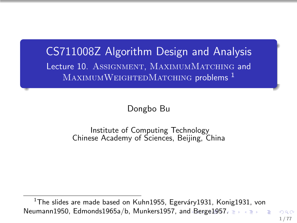 CS711008Z Algorithm Design and Analysis Lecture 10