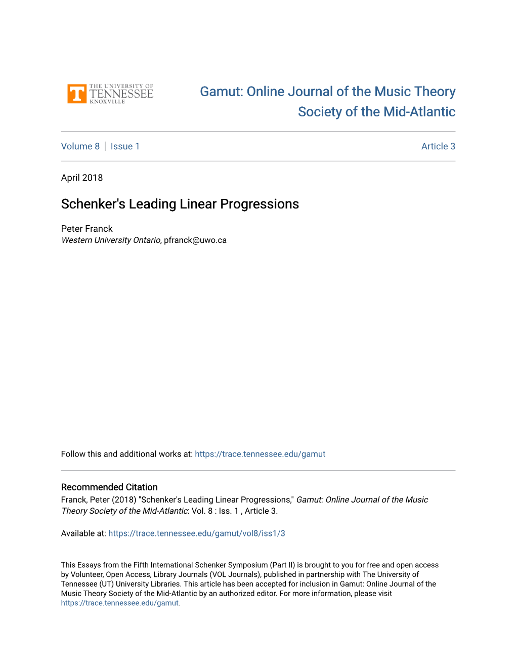 Schenker's Leading Linear Progressions