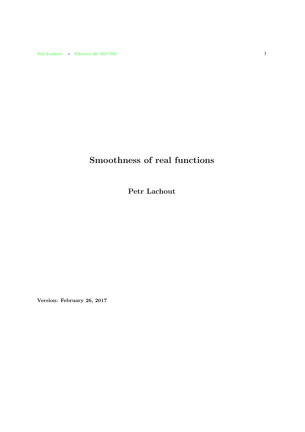 Smoothness of Real Functions