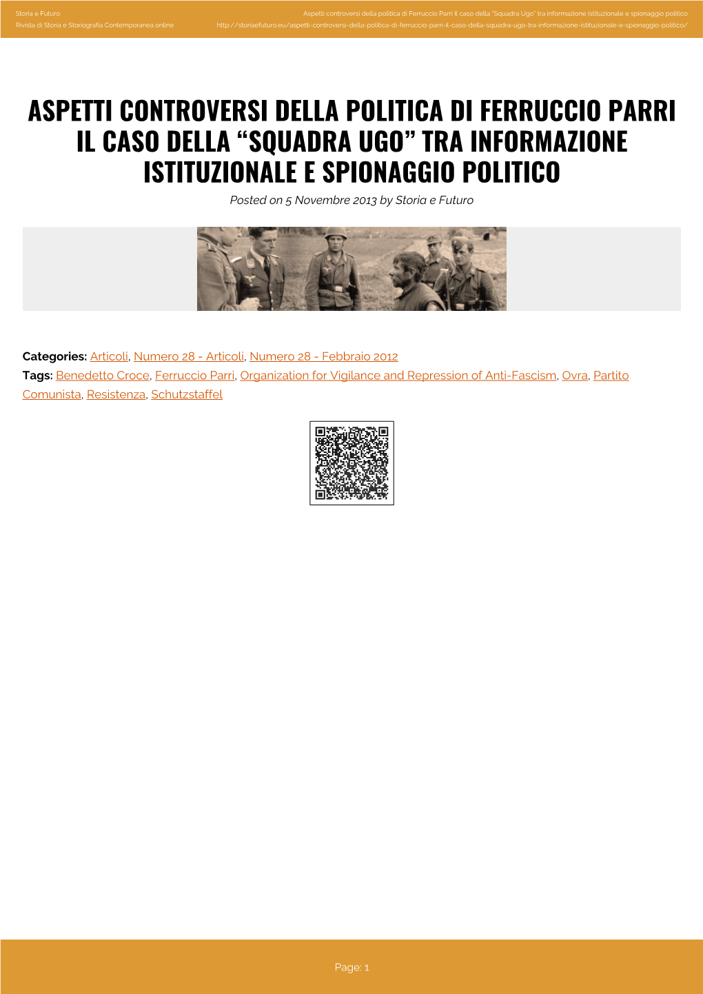 Aspetti Controversi Della Politica Di Ferruccio Parri