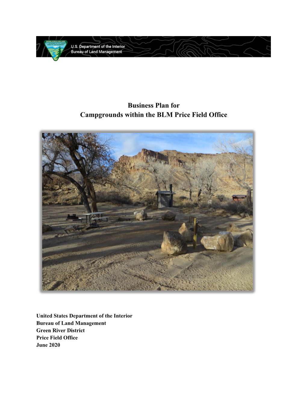 Business Plan for Campgrounds Within the BLM Price Field Office