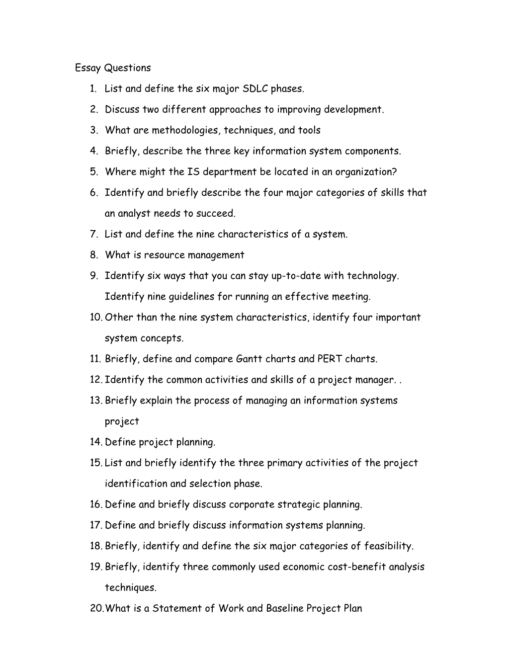 1. List and Define the Six Major SDLC Phases