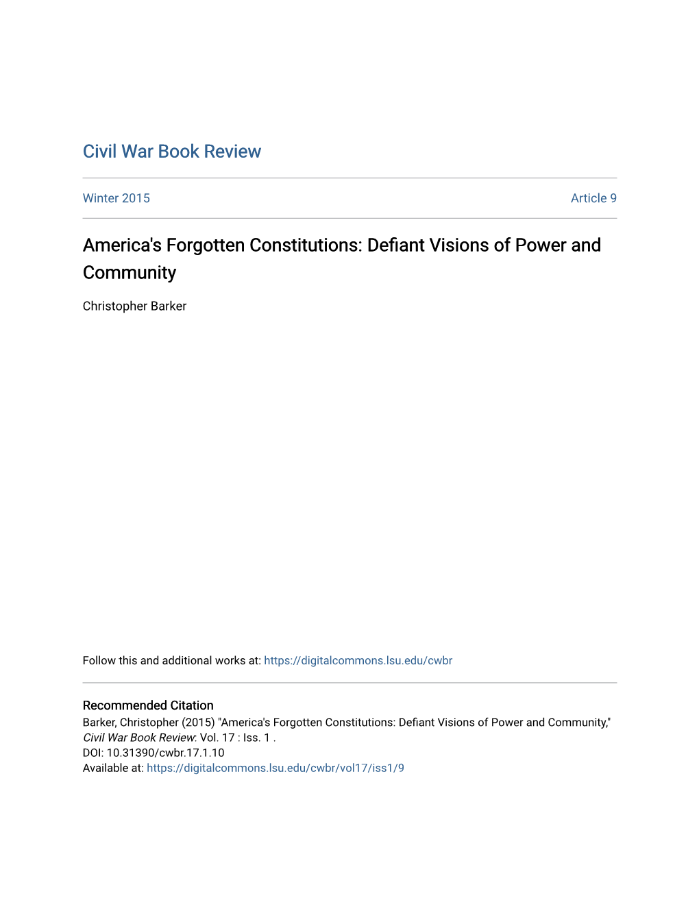 America's Forgotten Constitutions: Defiant Visions of Power and C