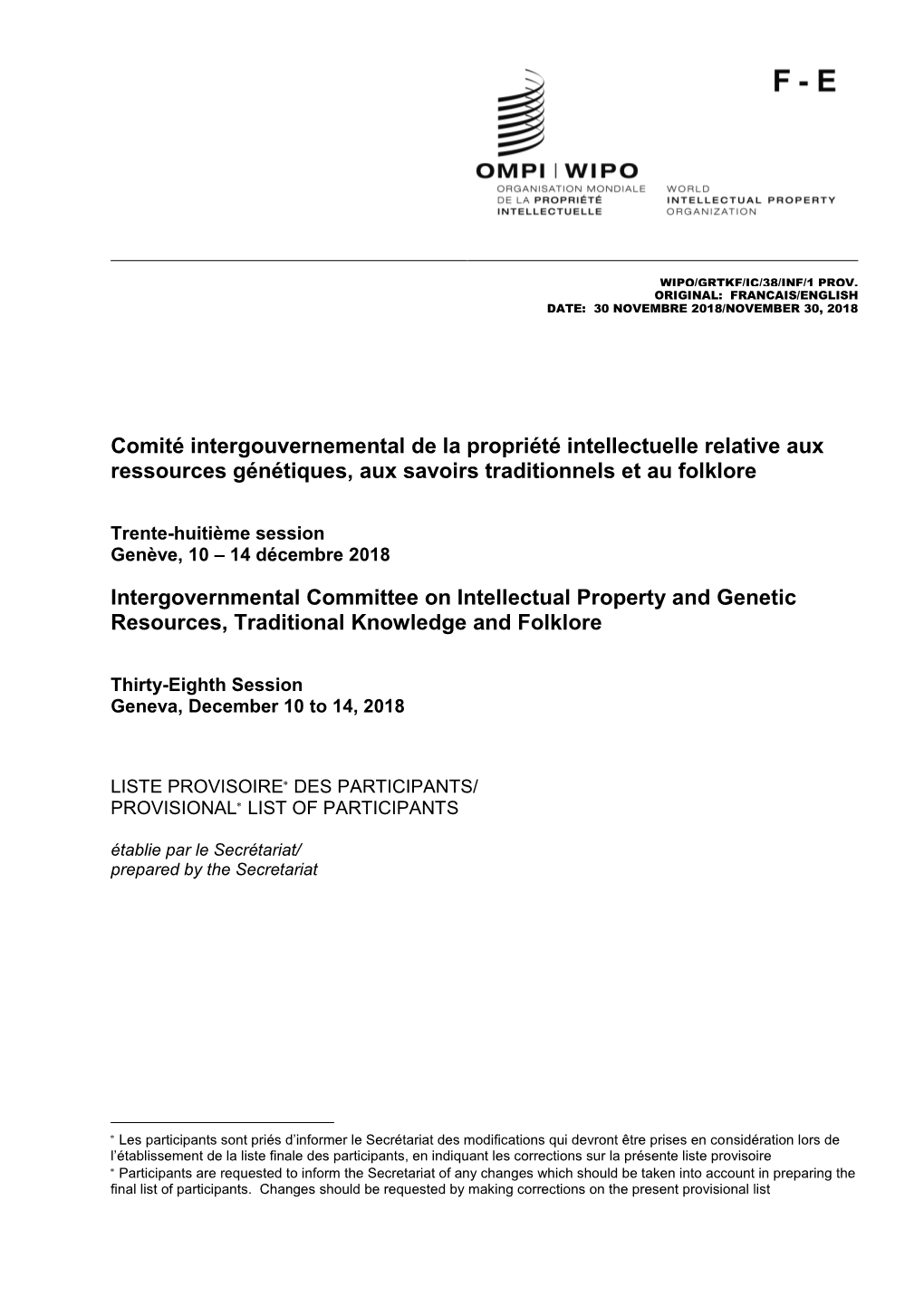 Comité Intergouvernemental De La Propriété Intellectuelle Relative Aux Ressources Génétiques, Aux Savoirs Traditionnels Et Au Folklore