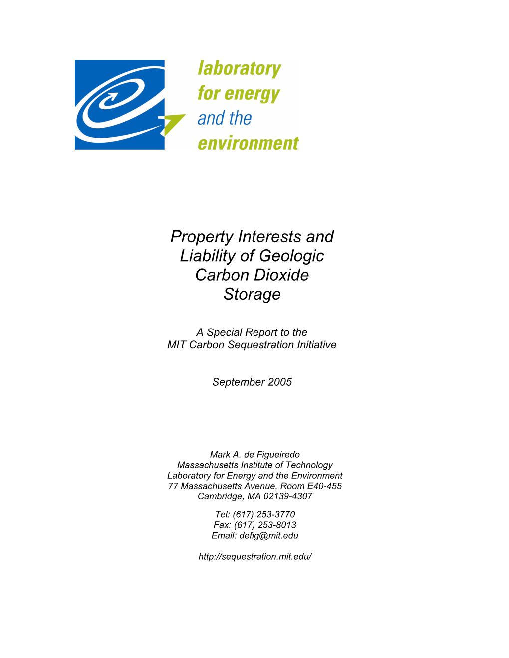 Property Interests and Liability of Geologic Carbon Dioxide Storage 3