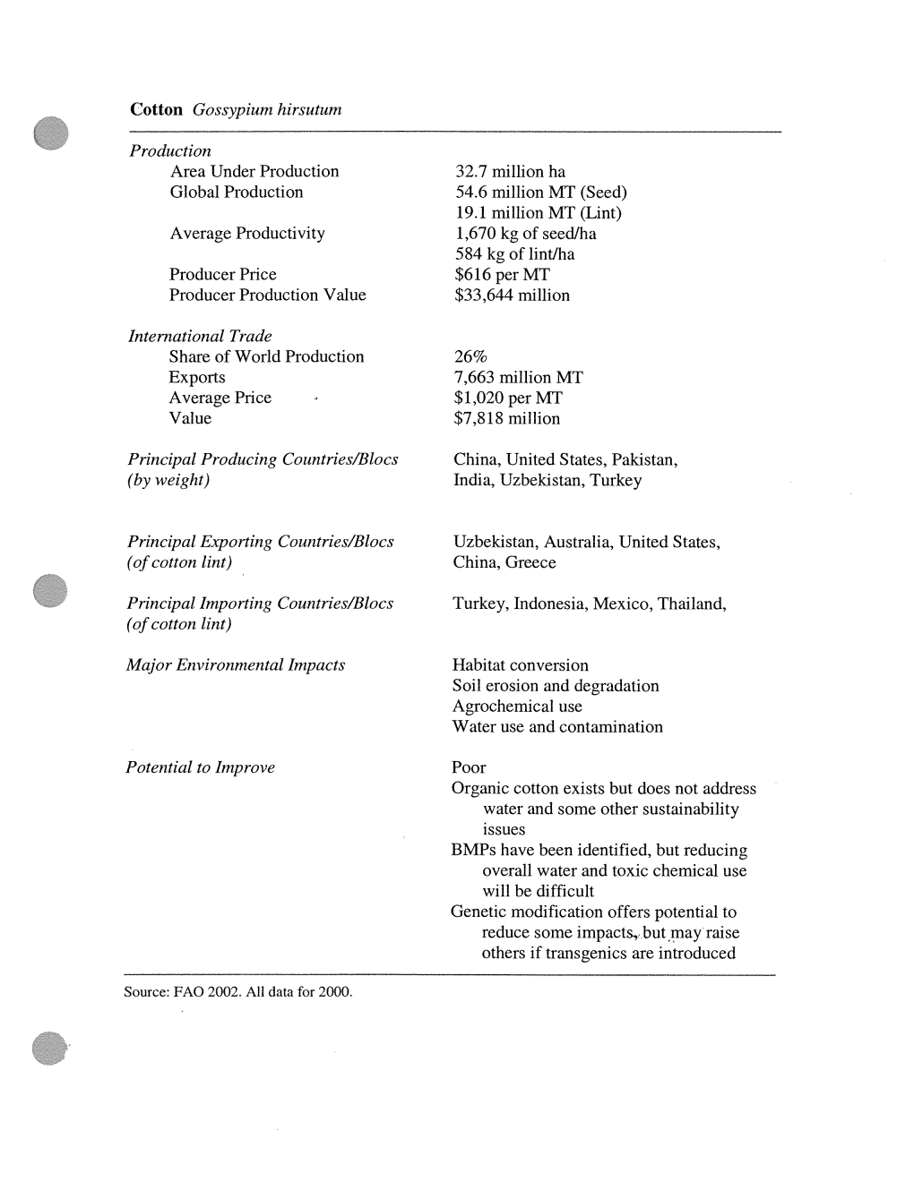 Agriculture and the Environment Volume I: Introduction And