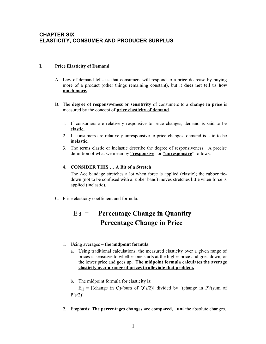 Elasticity, Consumer and Producer Surplus