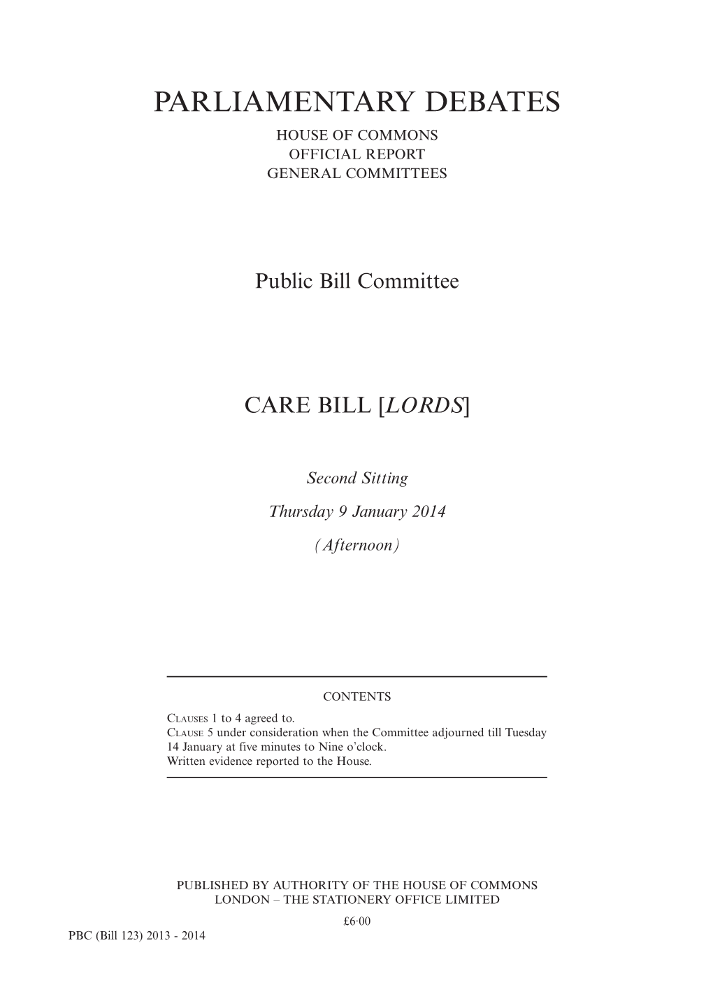 Parliamentary Debates House of Commons Official Report General Committees