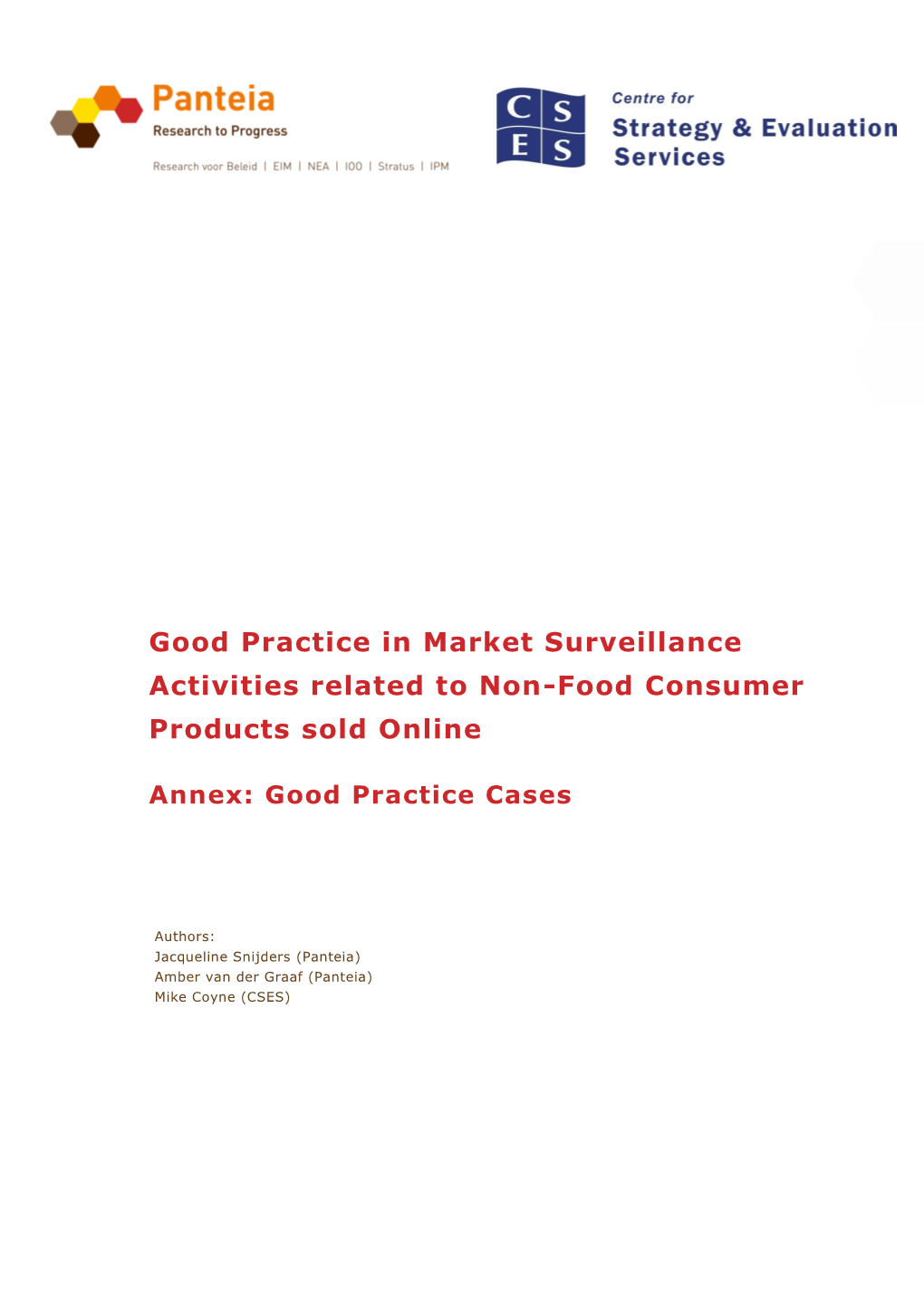 Good Practice in Market Surveillance Activities Related to Non-Food Consumer Products Sold Online