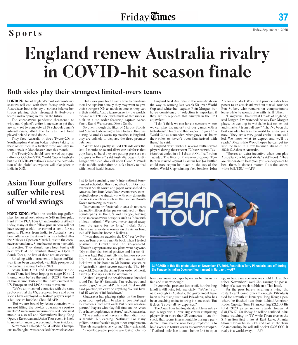 England Renew Australia Rivalry in COVID-Hit Season Finale