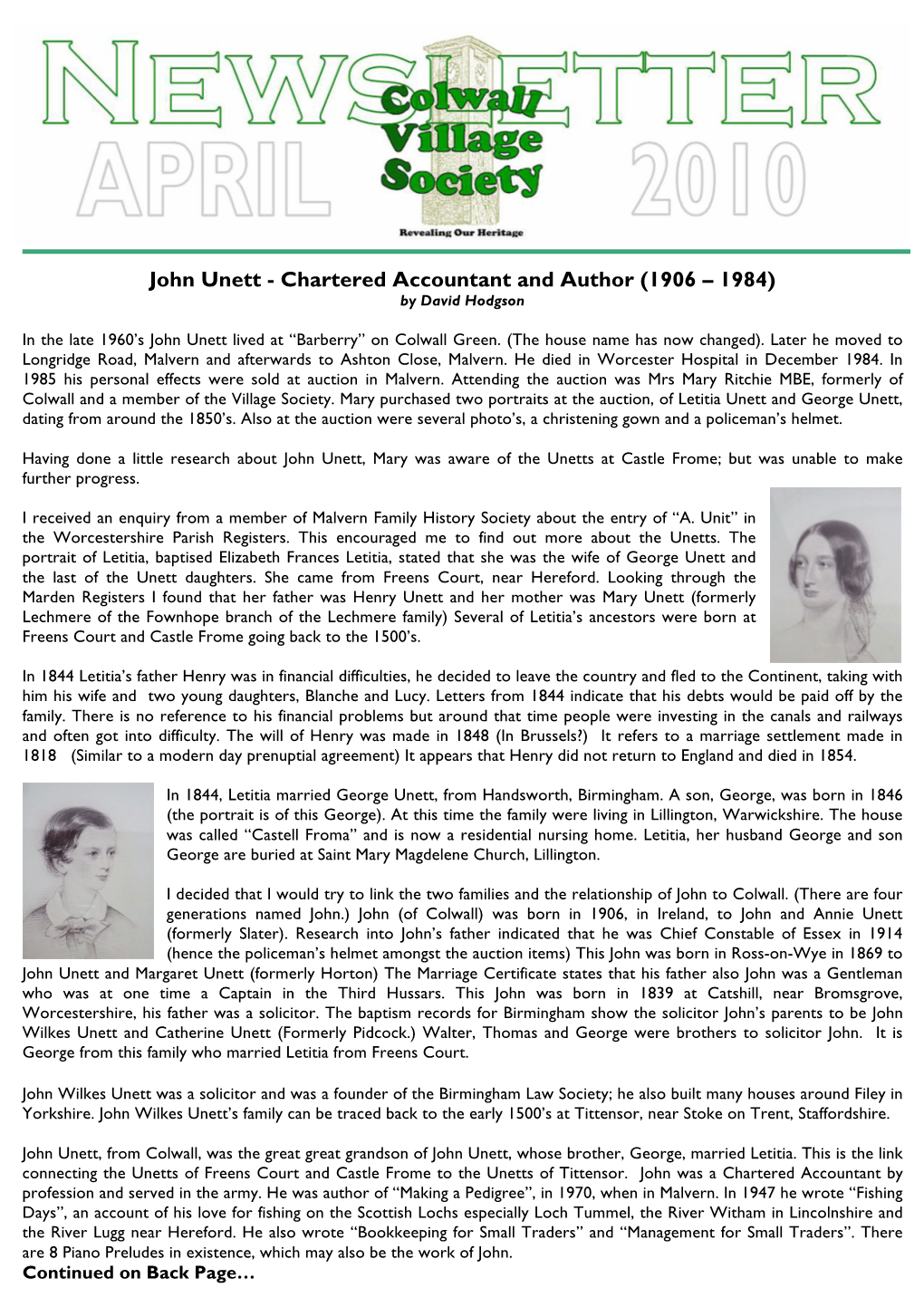 John Unett - Chartered Accountant and Author (1906 – 1984) by David Hodgson