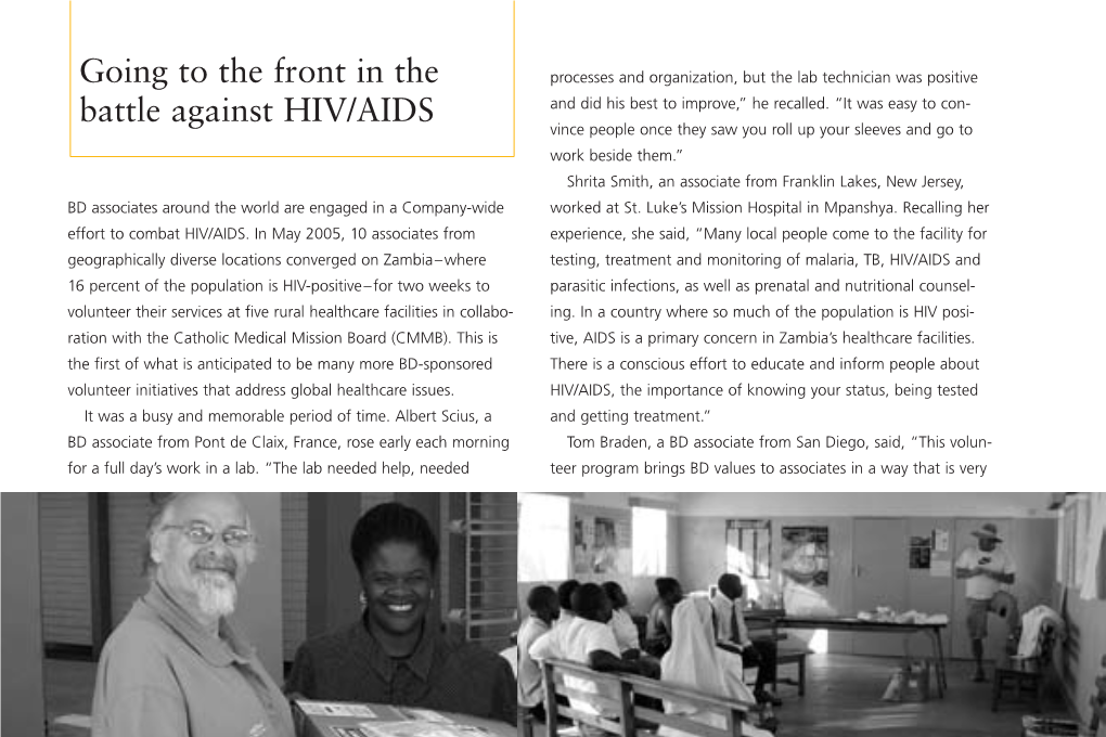 Going to the Front in the Battle Against HIV/AIDS