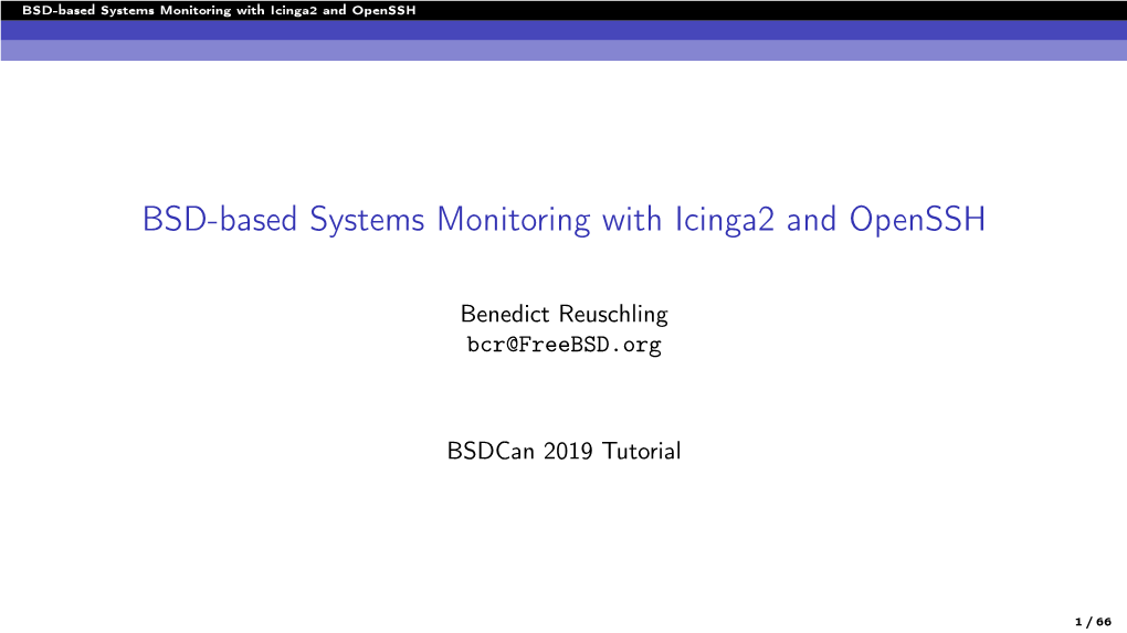 BSD-Based Systems Monitoring with Icinga2 and Openssh
