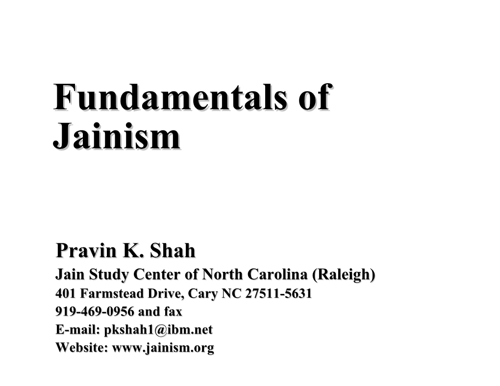 Fundamentals of Jainism