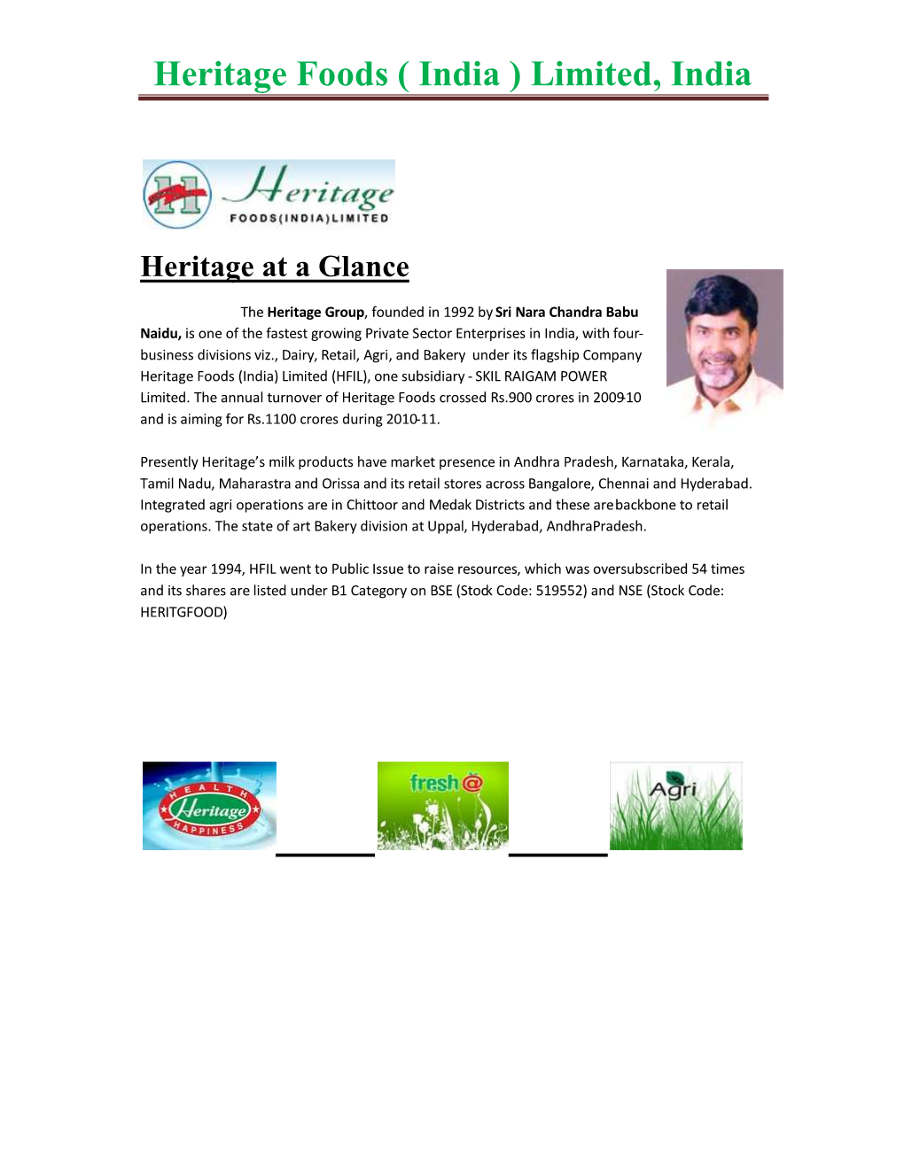 Heritage Foods ( India ) Limited, India