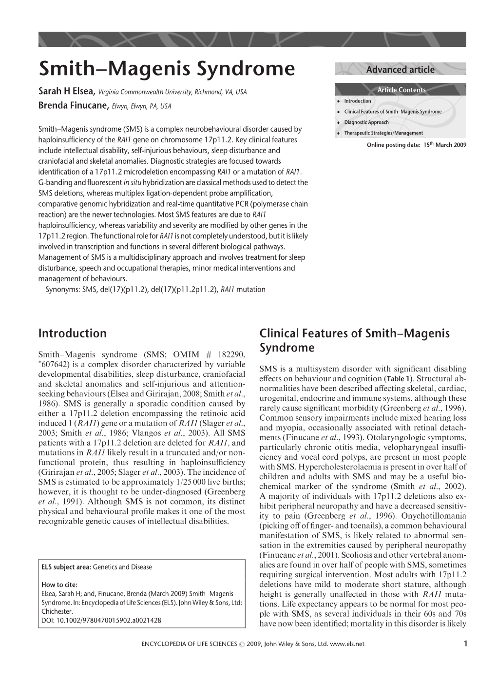 "Smith-Magenis Syndrome"