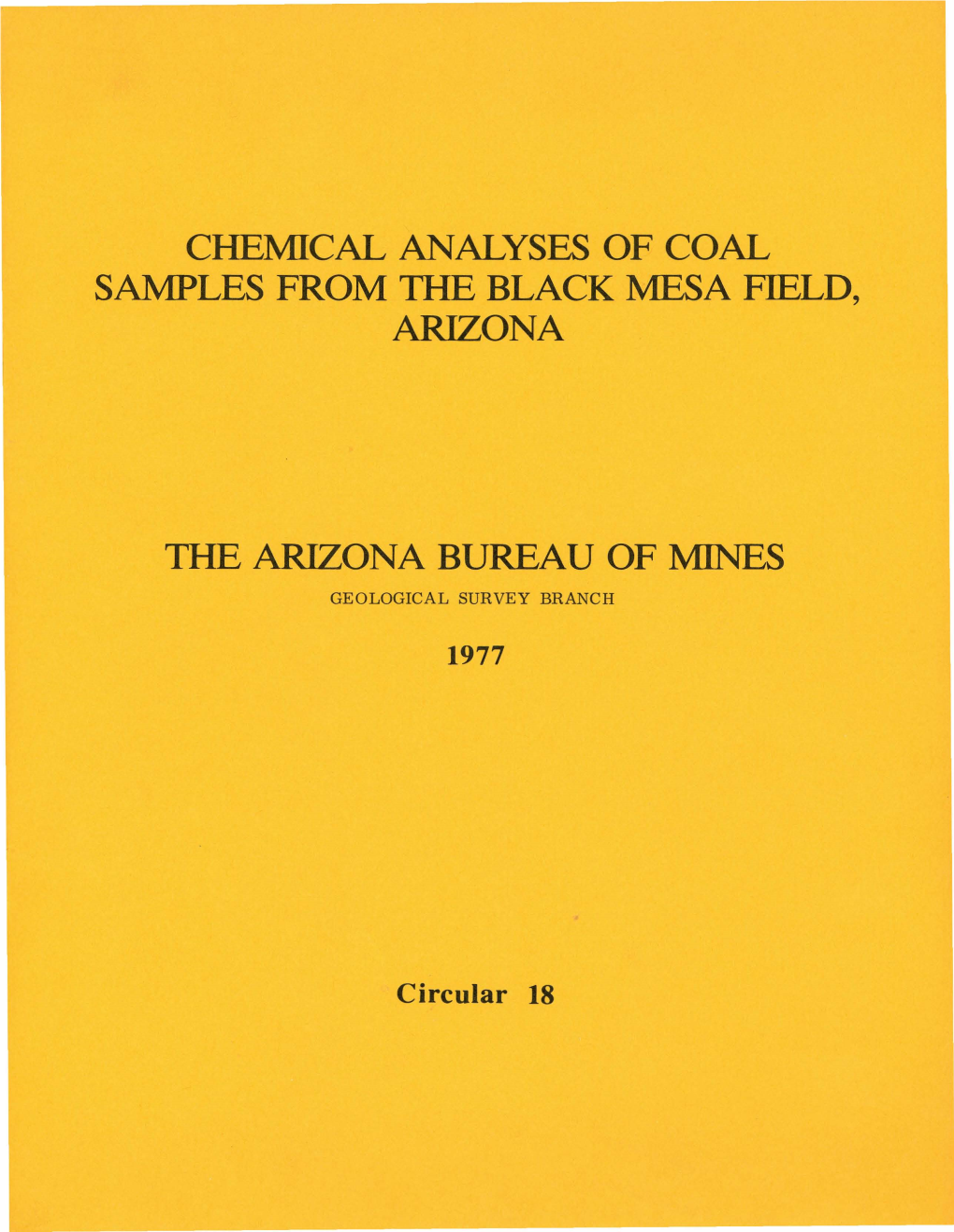 Chemical Analyses of Coal Samples from the Black Mesa Field, Arizona