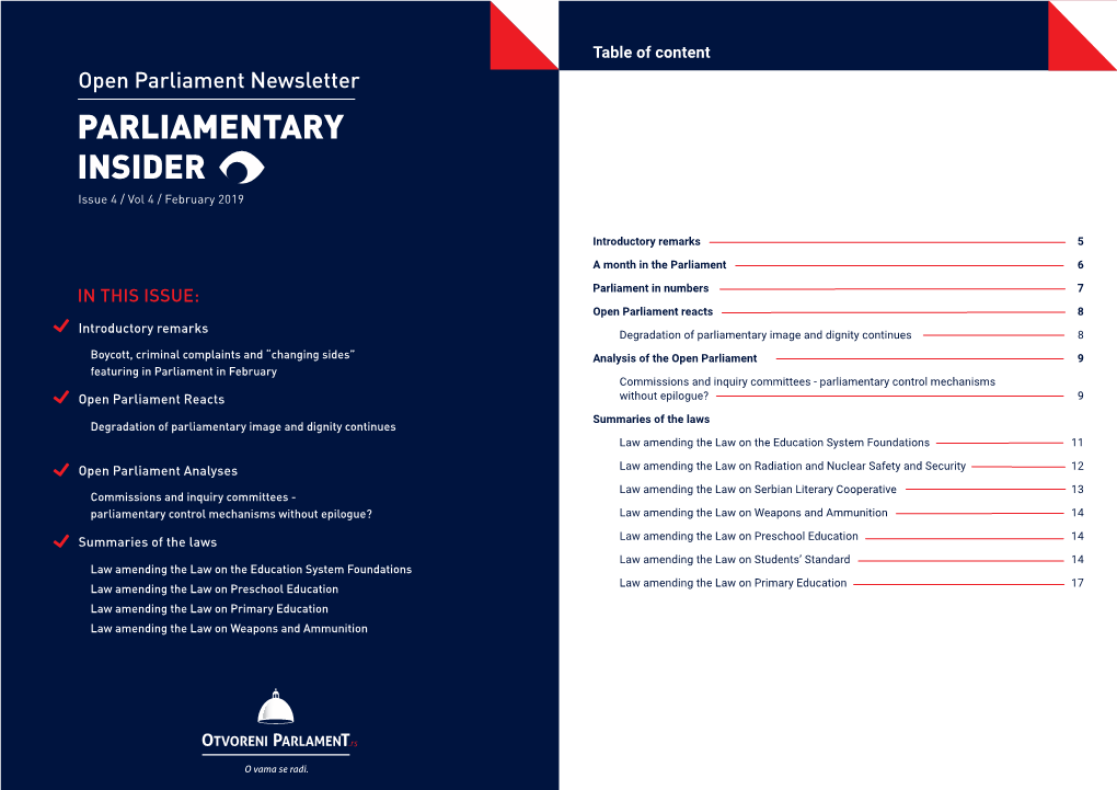 PARLIAMENTARY INSIDER Issue 4 / Vol 4 / February 2019