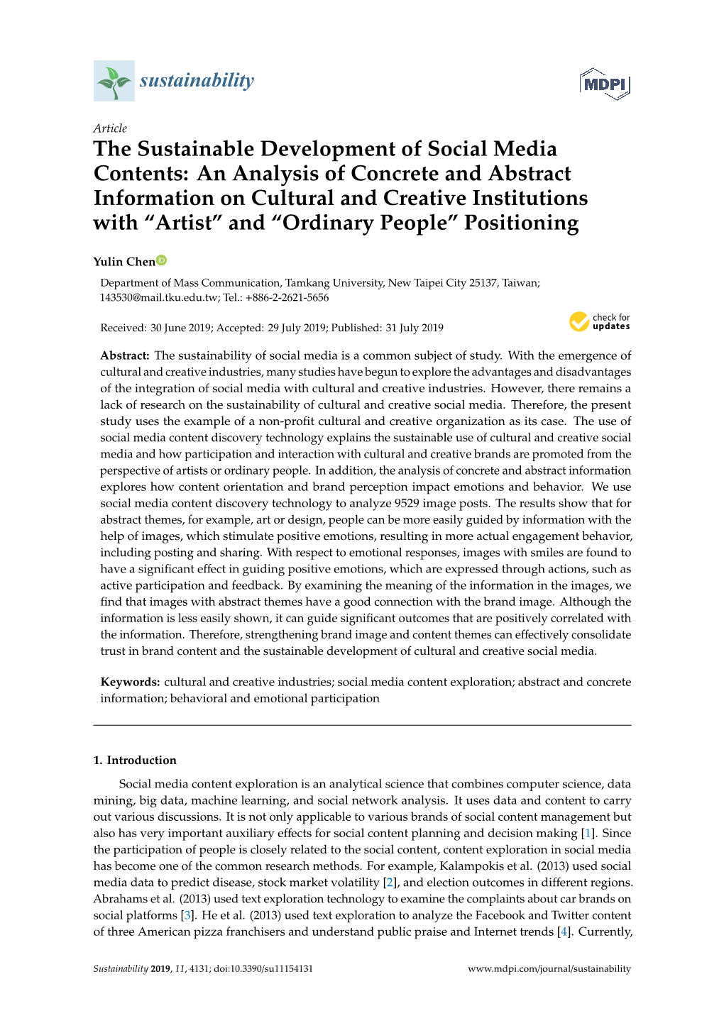 The Sustainable Development of Social Media Contents: an Analysis