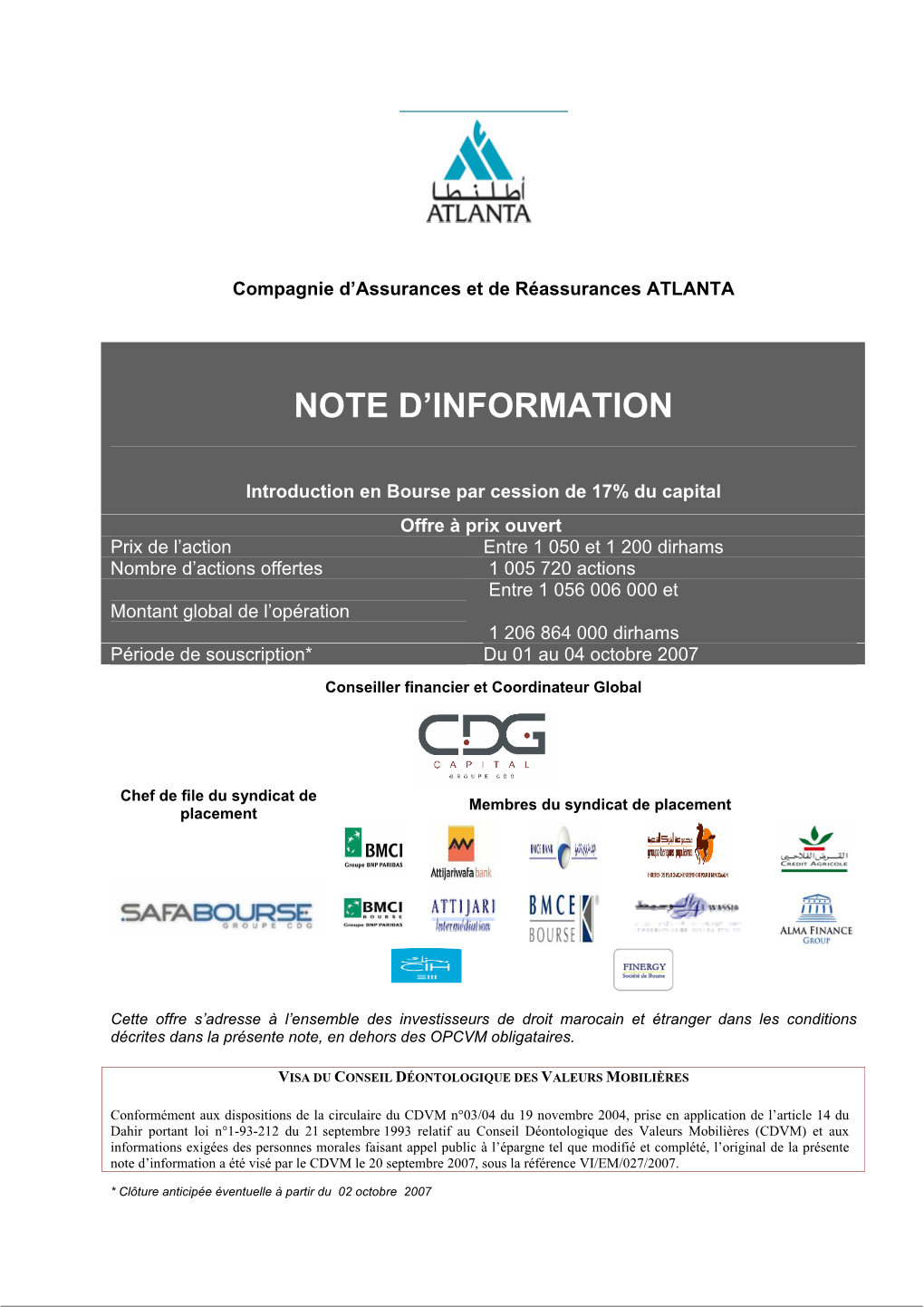 Note D'information Doit Être