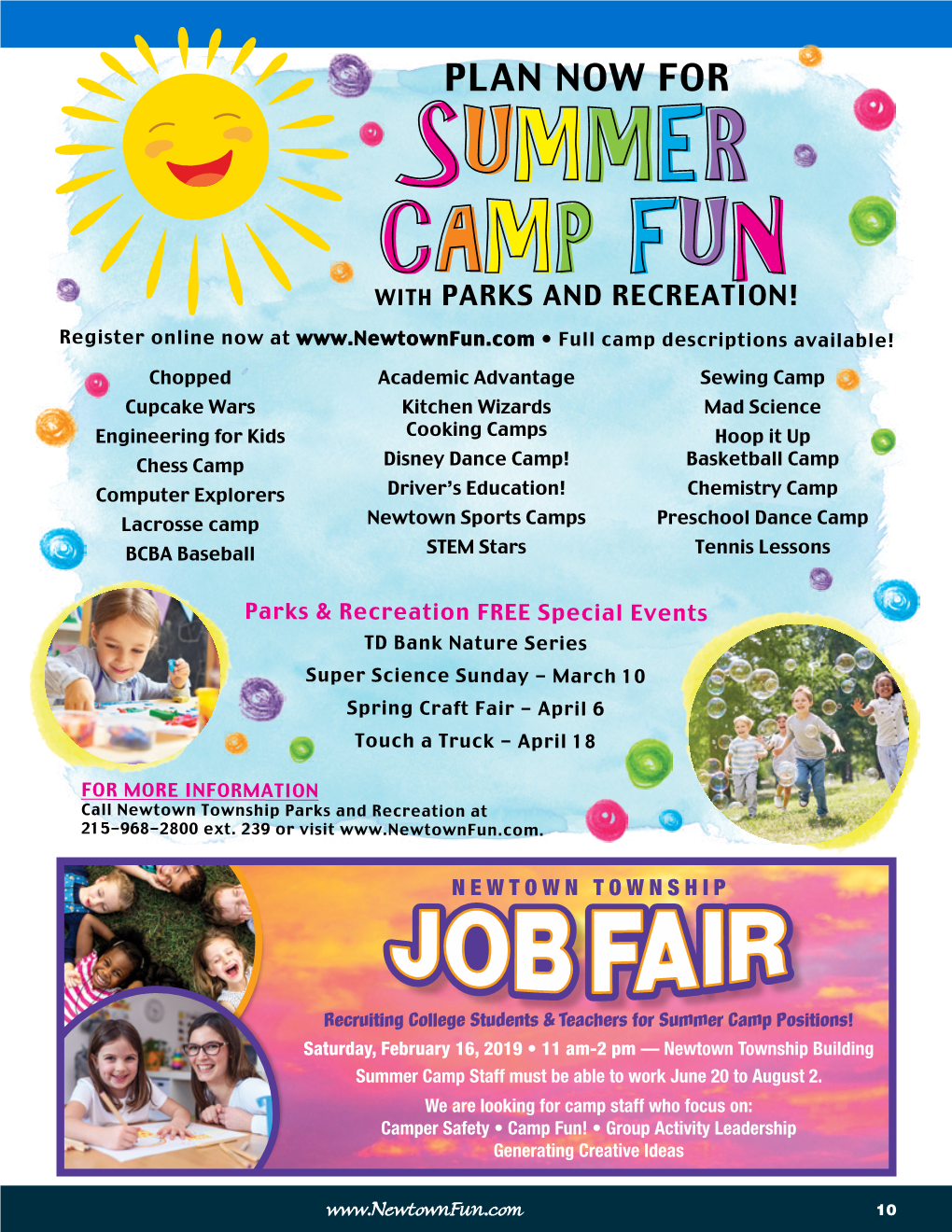 SUMMER CAMP FUN with PARKS and RECREATION! Register Online Now at • Full Camp Descriptions Available!