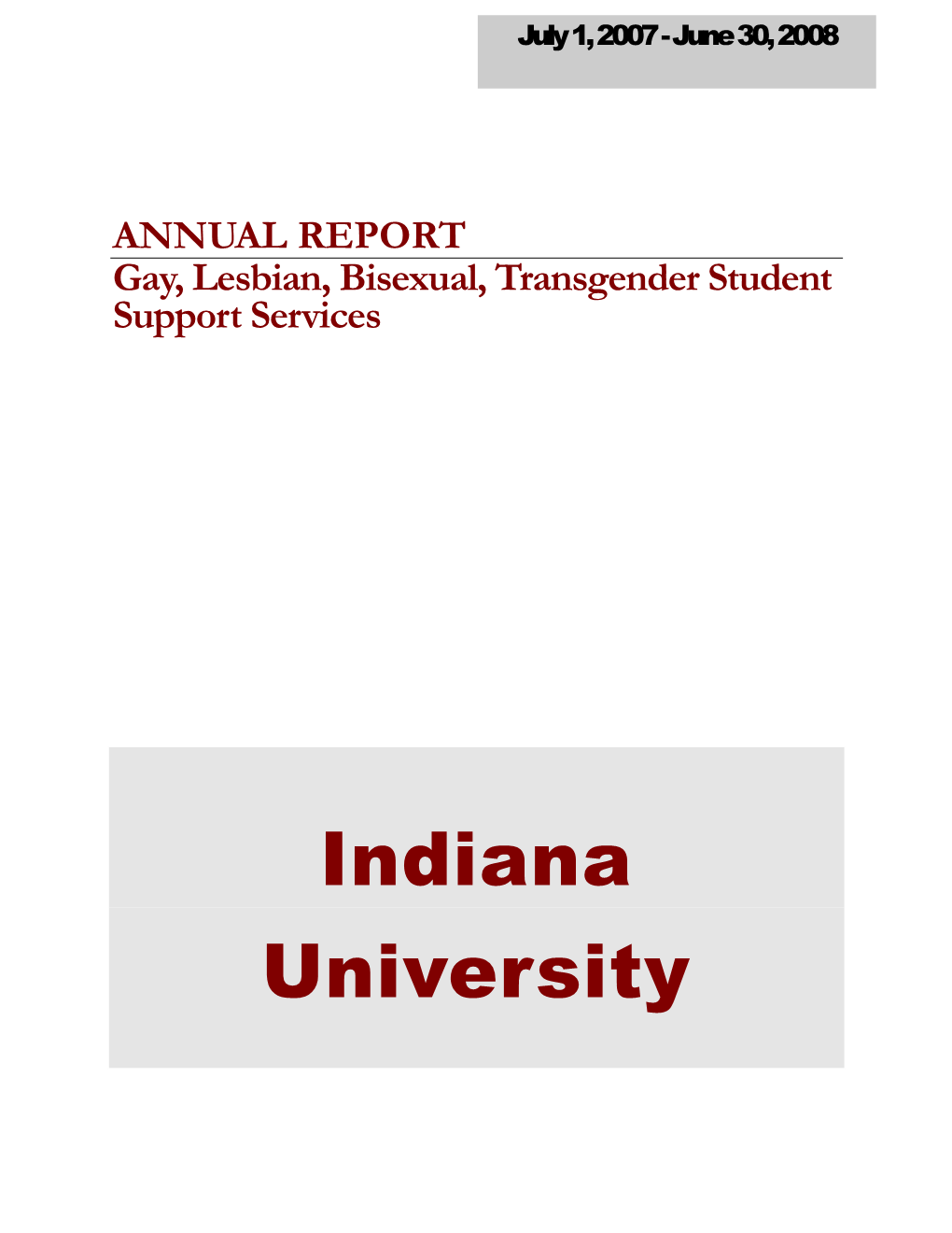 ANNUAL REPORT Gay, Lesbian, Bisexual, Transgender Student Support Services