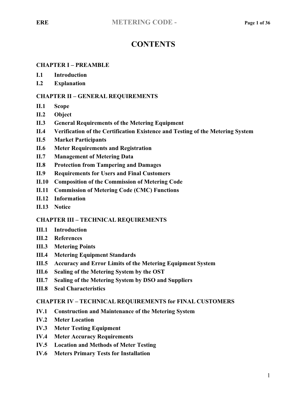 Metering Code Revision