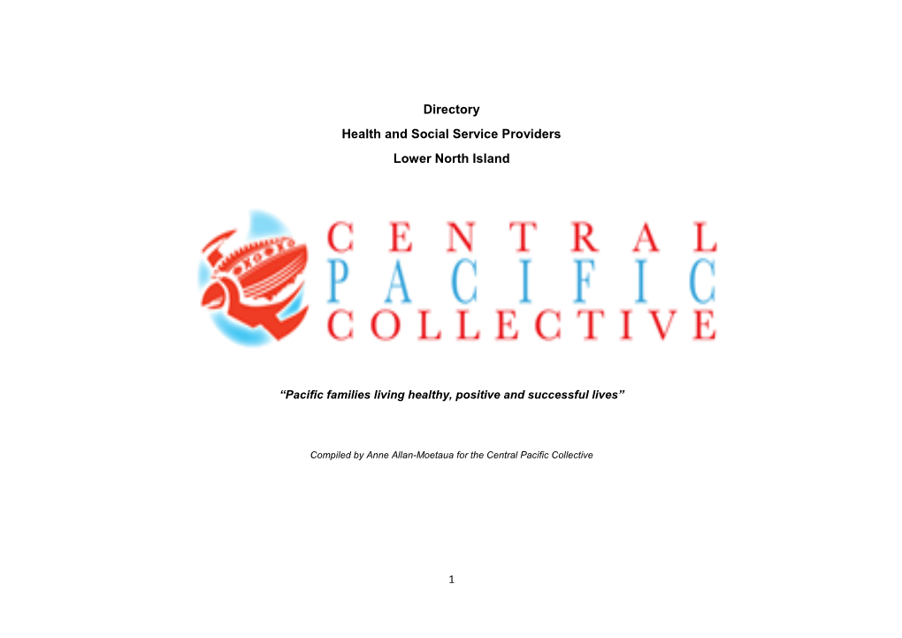 Directory Health and Social Service Providers Lower North Island