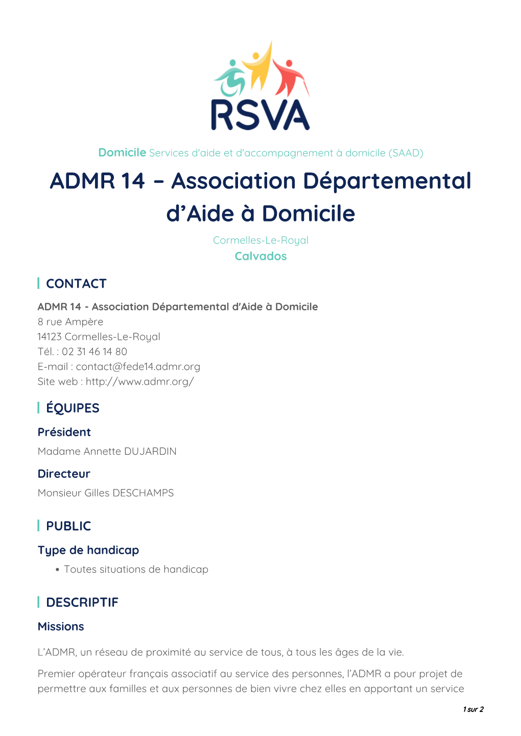 ADMR 14 – Association Départemental D'aide À Domicile